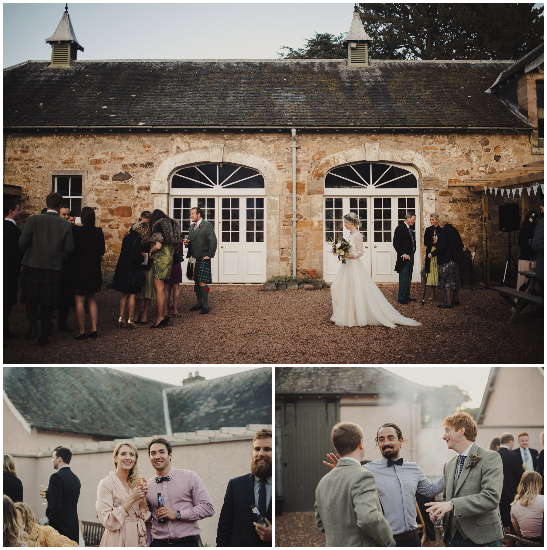 guests enjoying wedding reception outside