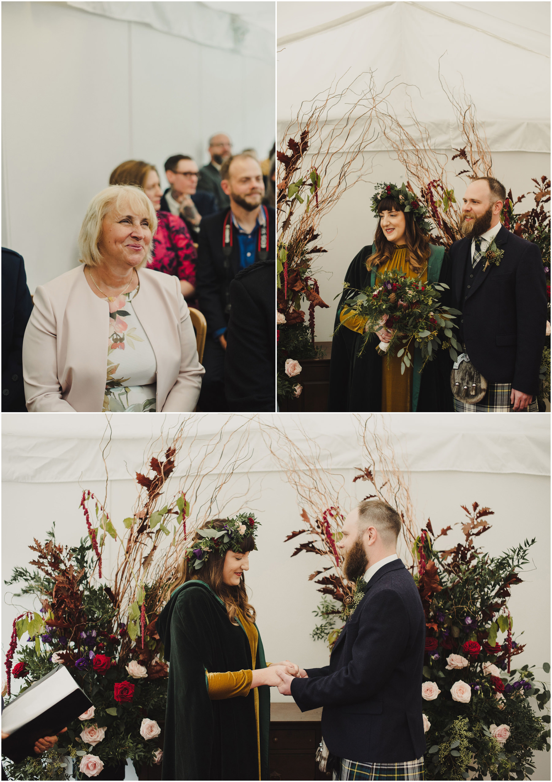 Indoor wedding ceremony at the Royal Botanical Gardens wedding in Edinburgh.