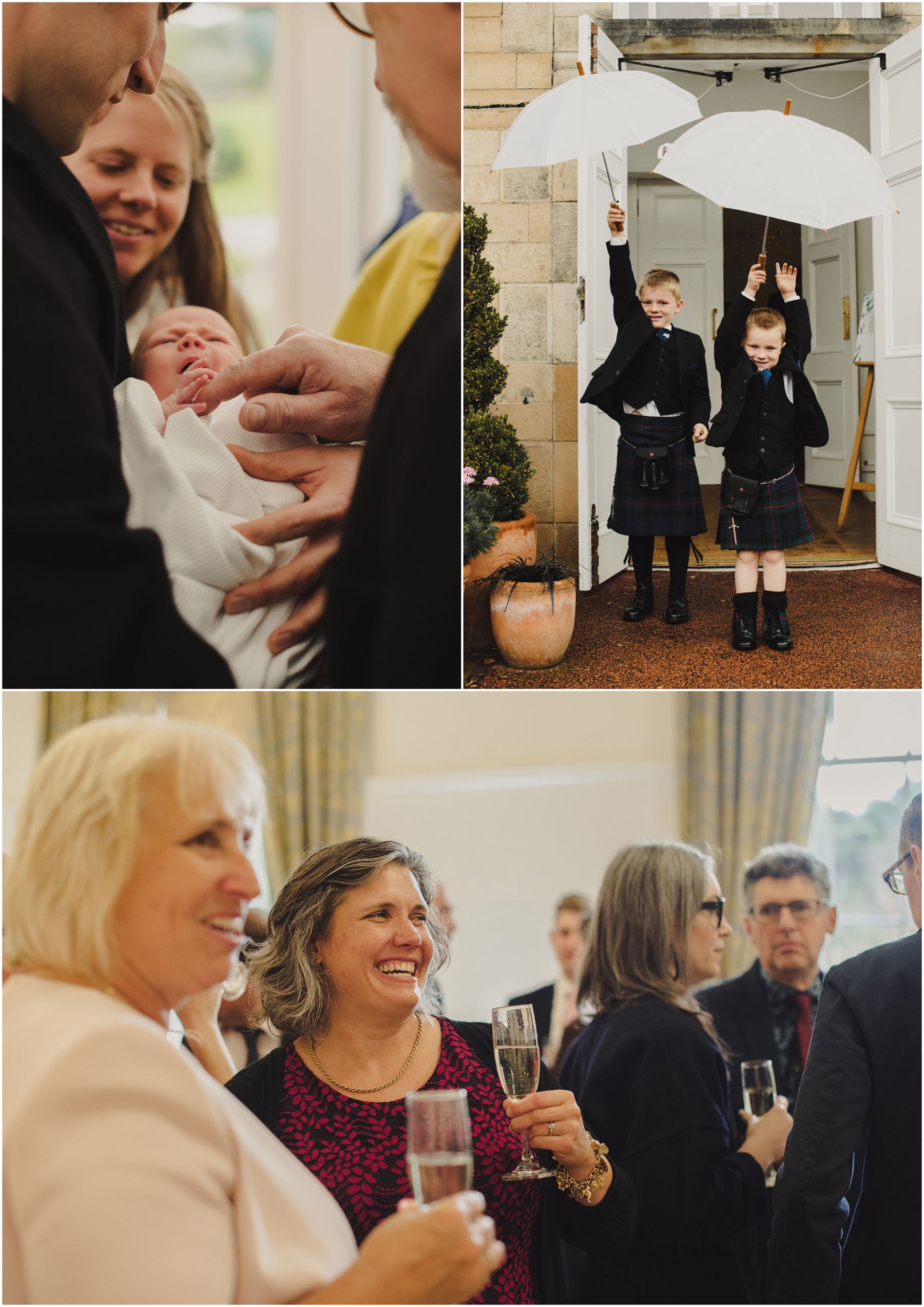 Drinks reception at caledonian hall on a rainy wedding day.