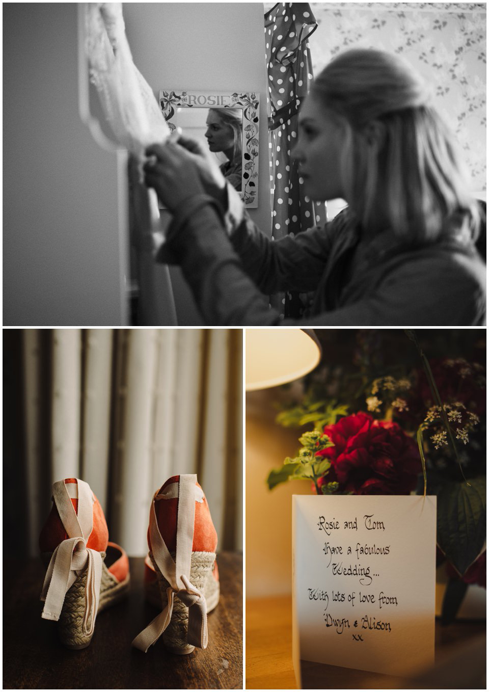 bride getting ready at a family home