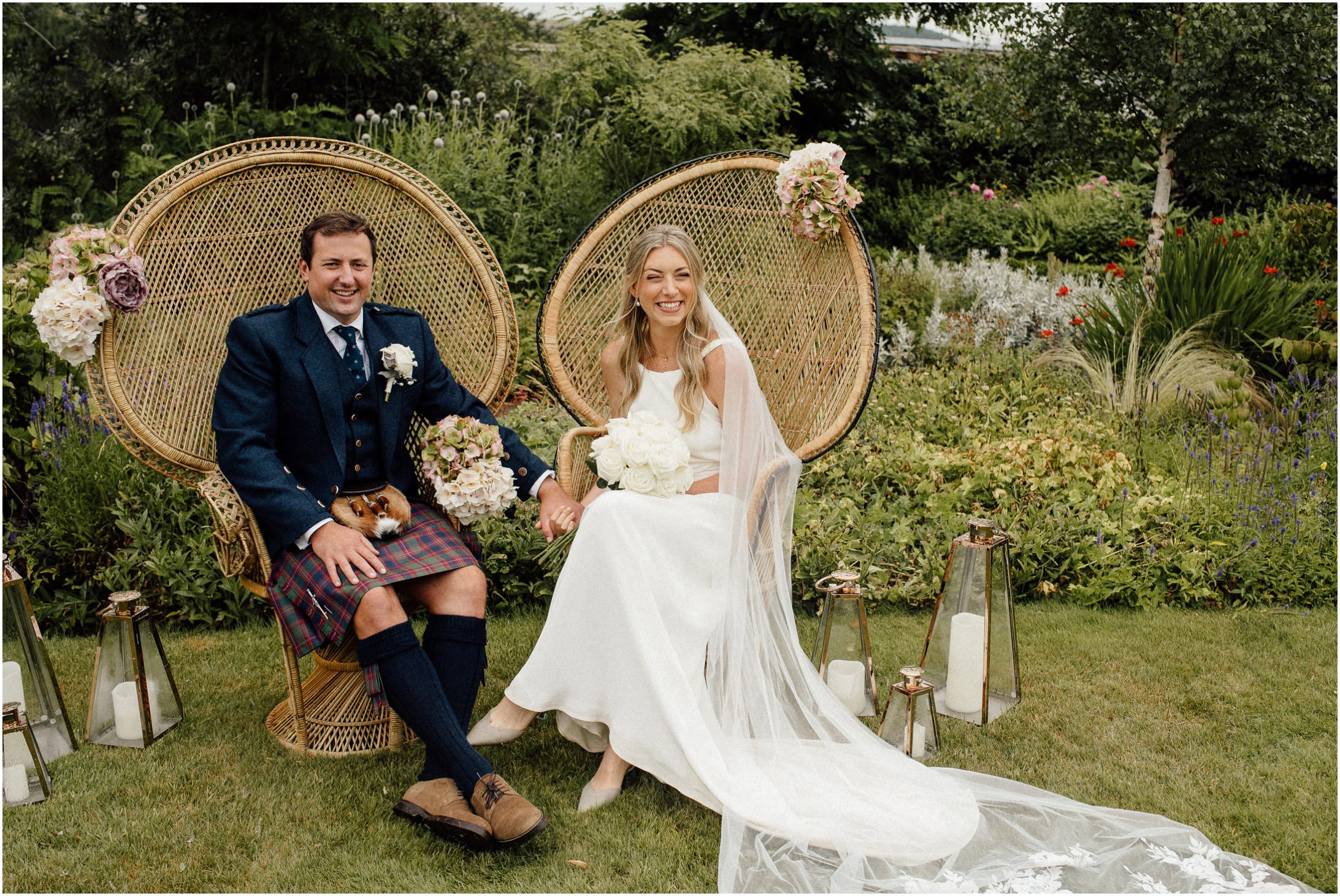 Couple captured t at the Harmony House by wedding photographer scottish borders.