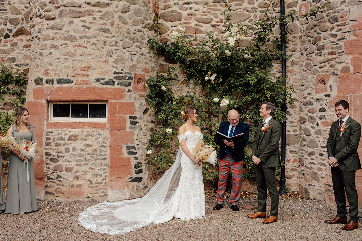 Sandy Caldwell doing the humanist ceremony at the Thirlestane Castle. 