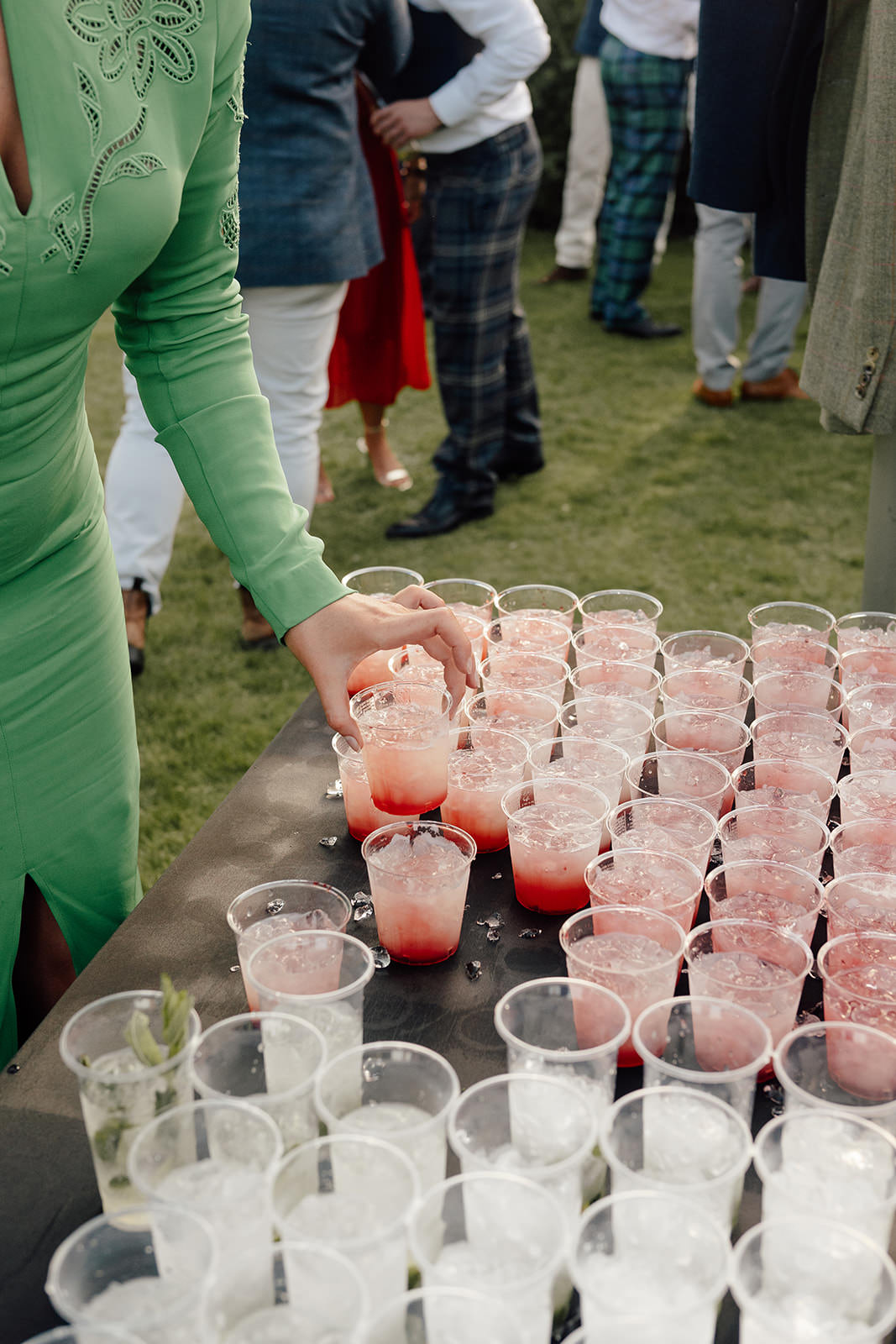 Wedding drinks getting ready to be served.